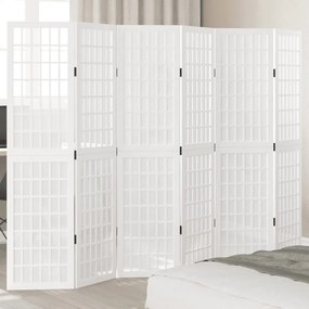 358793 vidaXL Разделител за стая, 6 панела, бял, дърво пауловния масив