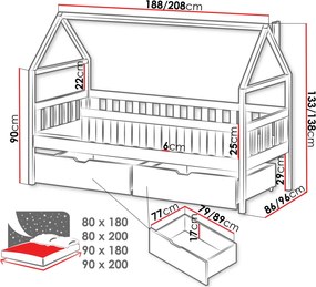 Κρεβάτι παιδικό Domi-Cashmere-90 x 200
