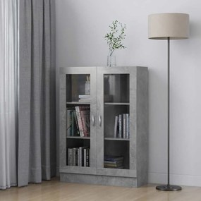 802754 vidaXL Шкаф витрина, бетонно сив, 82,5x30,5x115 см, инженерно дърво