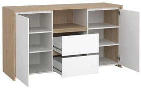 Скрин от дъбов декор в бял и естествен цвят 149x84x48 cm Next – Tvilum