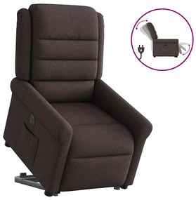 3303339 vidaXL Електрически изправящ реклайнер стол, тъмнокафяв, текстил