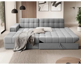 Сив кадифен сгъваем ъглов диван (ляв ъгъл) Blezalt – ELTAP