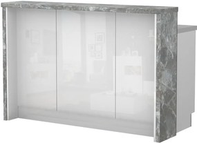 Островна кухненска пейка Raval-Length: 150 cm.-White glossy-Siena Marble