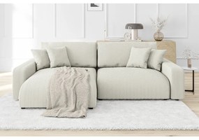 Кремав разтегателен ъглов диван от рипсено кадифе (променлив) Sara – Ropez