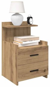 858648 vidaXL Нощно шкафче с 2 чекмеджета, дъб, занаятчийски, 40x36,5x62 см