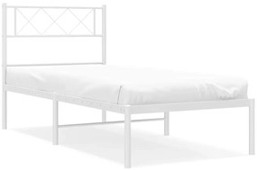 372321 vidaXL Метална рамка за легло с горна табла, черна, 100x200 см