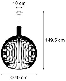 Дизайнерска висяща лампа черна 40см - Wire Dos