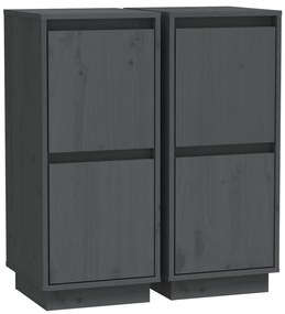 813385 vidaXL Сайдборди, 2 бр, сиви, 31,5x34x75 см, бор масив