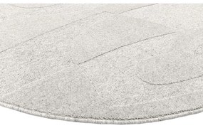 Светлосив вълнен кръгъл килим ø 200 cm Morphic Botanica – Agnella