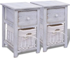 242867 vidaXL Нощни шкафчета, 2 броя, дърво, бяло