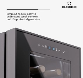 Klarstein Shiraz 27 Uno, охладител за вино, 2 зони, 83 л/27 бутилки, 5-18 / 5 - 18 °C, сензорно управление