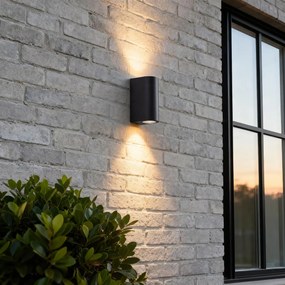 Модерна външна стенна лампа черна пластмаса овална 2-светлина - Baleno