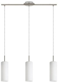 Бяло и сребристо висящо осветително тяло със стъклен абажур TROY 3 – EGLO