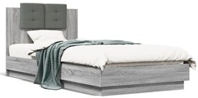 3209945 vidaXL Рамка за легло с табла, сив сонома, 90x200 см, инженерно дърво
