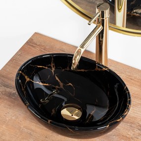 Умивалник за плот Rea Sofia Mini Black Marble Shiny