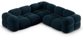 Тъмносин кадифен ъглов диван Loretto – Cosmopolitan Design