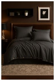 Тъмносиво единично спално бельо от памук Renforcé 140x200 cm Como Striped – Mila Home Luxury