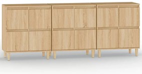 3185770 vidaXL Сайдборд, 3бр, дъб сонома, 60x35x70 см, инженерно дърво