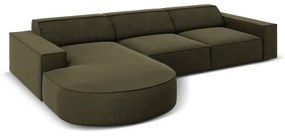 Ъглов диван от зелено кадифе (ляв ъгъл) Jodie - Micadoni Home