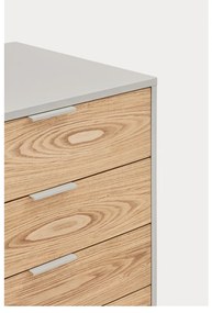 Сив/естествен нисък скрин от декор от дъб 159x80 cm Sierra – Teulat