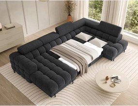 Тъмносив разтегателен ъглов диван от букле (десен ъгъл U форма) Feraria – ELTAP