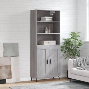 3189979 vidaXL Висок шкаф, сив сонома, 69,5x34x180 см, инженерно дърво