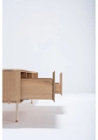 Бяла/естествена маса за телевизор от масивен дъб 200x48 cm Fina – Gazzda