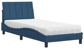 3310502 vidaXL Легло с матрак Hanko, синьо, 90x190 см, плат