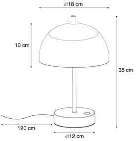 Модерна настолна лампа черна с опалово стъкло с LED 3-степенна димируема - Djent