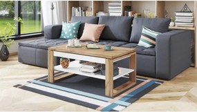 НУО Дъб Вотан/Бял мат -МОДЕРНА ХОЛНА МАСА С ПОВДИГАЩ СЕ ПЛОТ