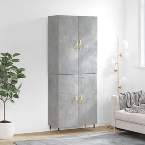 3195663 vidaXL Висок шкаф, бетонно сив, 69,5x34x180 см, инженерно дърво