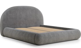 Сиво двойно легло 160x200 cm тапицирано с място за съхранение с включена подматрачна рамка Maumere – Maison de Rêve