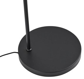 Japandi подова лампа черна със златист и бежов абажур - Pluni