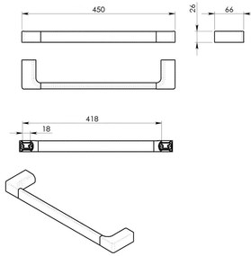 Стенна месингова поставка за кърпи златна Gedy Pirenei – Sapho