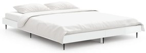 832279 vidaXL Рамка за легло, бял гланц, 140x190 см, инженерно дърво