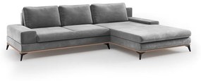Сив ъглов разтегателен диван с кадифена покривка, десен ъгъл Astre - Windsor &amp; Co Sofas