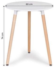 Бяла кръгла маса за кафе 60cm