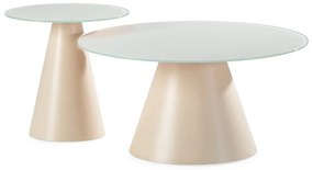 Кремави кръгли масички за кафе в комплект 2 бр. със стъклен плот ø 80 cm Vida – MOME