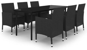 3099689 vidaXL Градински комплект 7 части с възглавници полиратан и стъкло
