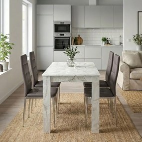 Комплект за трапезария 5 части Darlen - Rosa бял мраморен цвят - кафяв 125x72x74см.