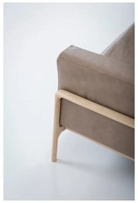 Светлокафяв диван от биволска кожа с масивна дъбова конструкция , 240 см Fawn - Gazzda