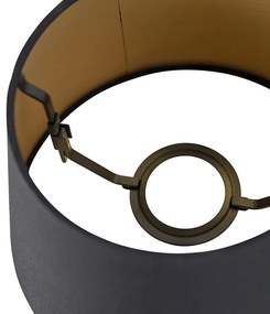 Абажур от памук черен 20/15/13 със златен интериор