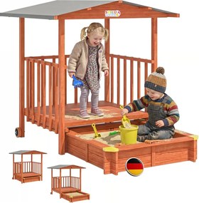 Детски пясъчник Merle с UV защита и покрита веранда за игра