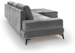 Сив ъглов разтегателен диван с кадифена покривка, десен ъгъл Astre - Windsor &amp; Co Sofas