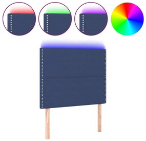 3122272 vidaXL LED горна табла за легло, синя, 90x5x118/128 см, плат