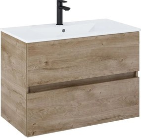 Шкаф Unik N-Cube, 800 x 430 x 565 mm, базов модул с 2 чекмеджета и умивалник, rural oak