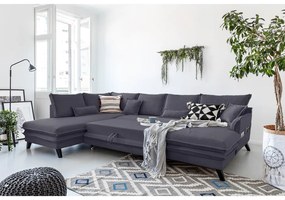 Антрацитен разтегателен диван в буквата "U", ляв ъгъл Charming Charlie - Miuform