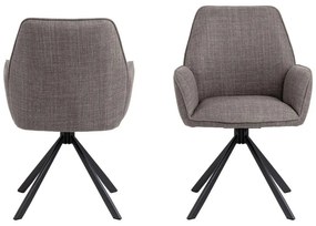 Светлосиви тапицирани трапезни столове в комплект с подлакътници 2 бр. Glenda – Actona