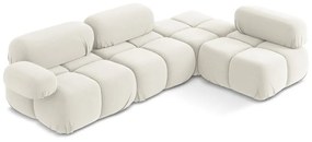 Бял кадифен модулен ъглов диван (десен ъгъл) Lokua – Makamii