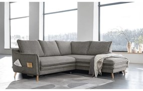 Сив разтегателен ъглов диван (десен ъгъл) Charming Charlie – Miuform